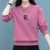 Women's Korean-Style Casual Pullover Solid Color Loose Round Neck Lettering Slimming Long-Sleeve Sweatshirt