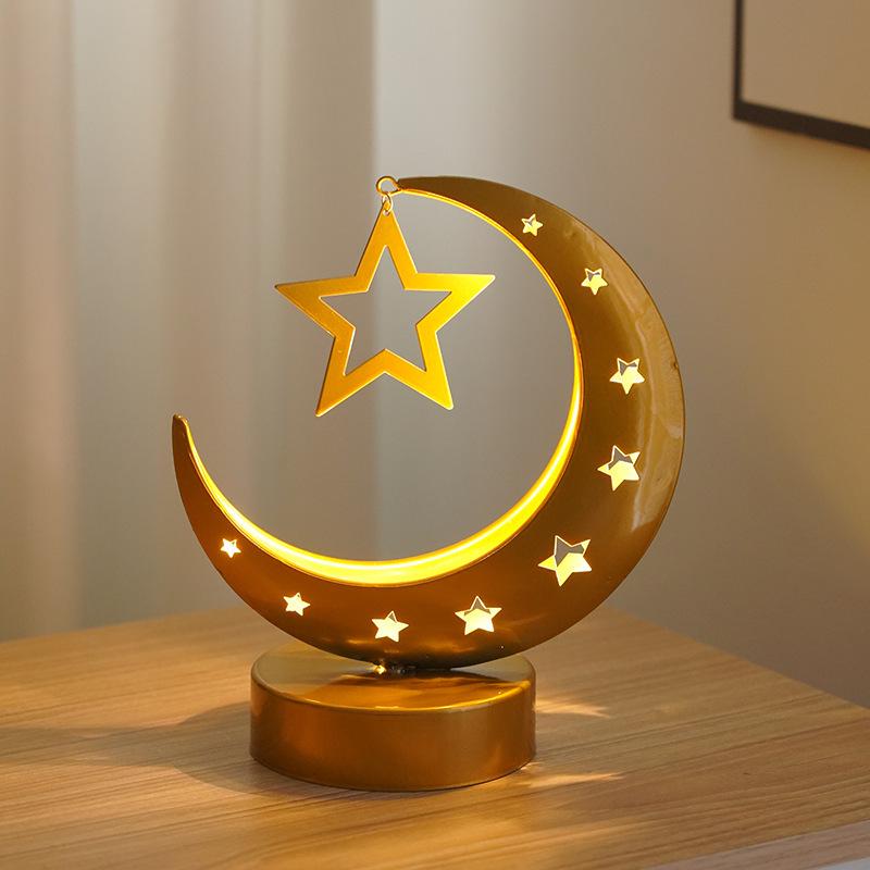 Cross-Border LED Moon Light: Creative Iron Art Table Lamp for Muslim Festivals
