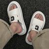 Fashion High Quality Luxury Men's Half Drag Summer Leather Slippers Cool Breathable Anti-Slip Flats Outdoor Trendy Beach Walking Shoes