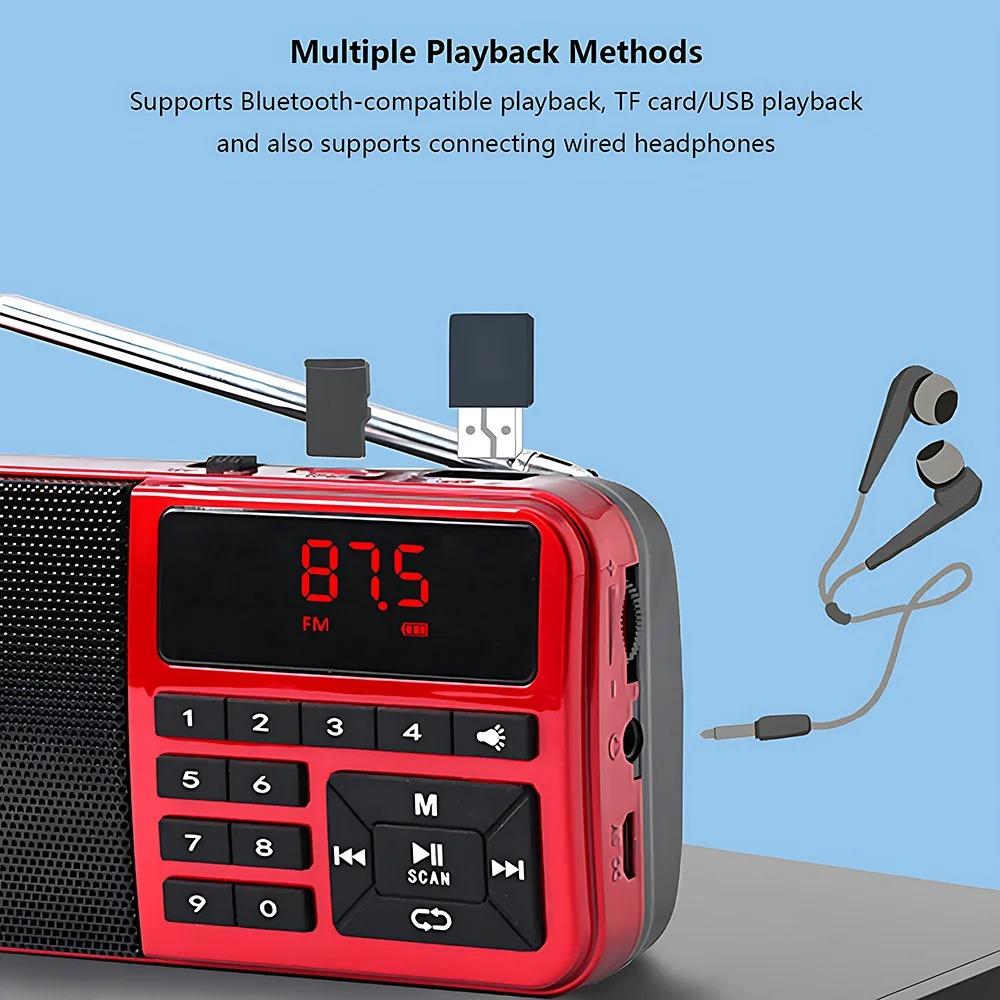 Bluetooth Speaker Radios Mini Portable Pocket FM Radio USB MP3 with Rechargeable Battery For Go Hiking FM Radio Receiver