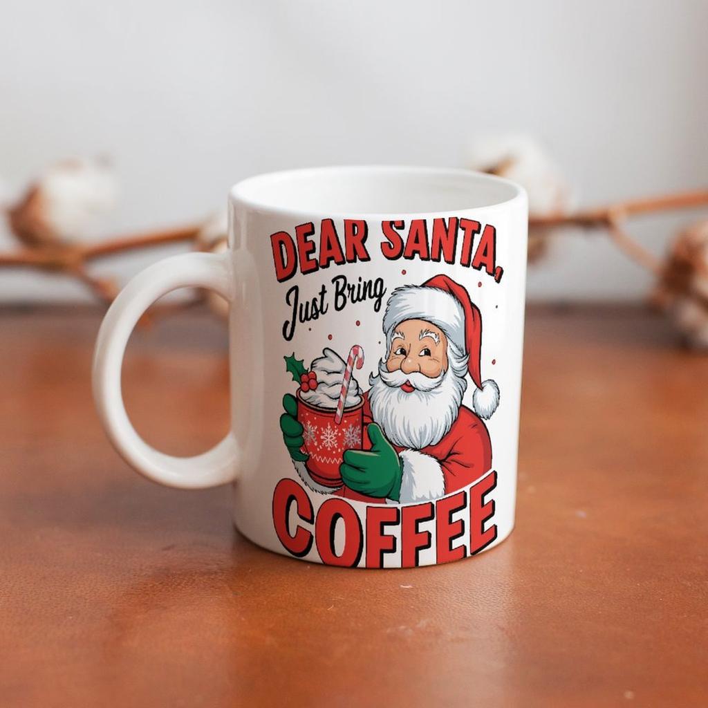 11oz White Coffee Cup with Dual-Side Print and Smooth Handle, Perfect for Warm Drinks During Office Work, Reading or Relax Time