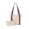 Used Logo Mania Tote Bag Tote Bag Canvas Leather Beige Brown Used Women