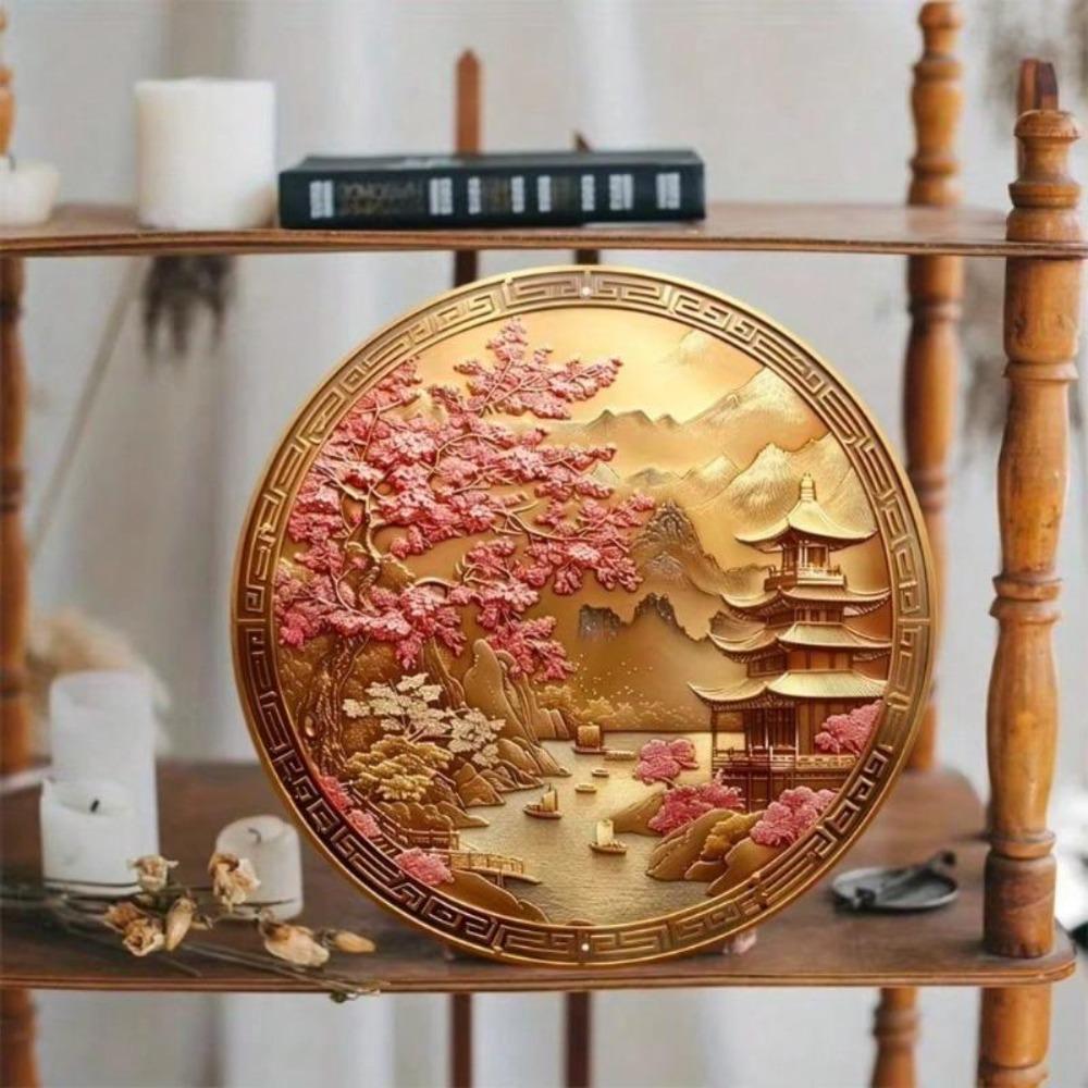 Vintage Chinese Blossom Metal Wall Art Door Decor