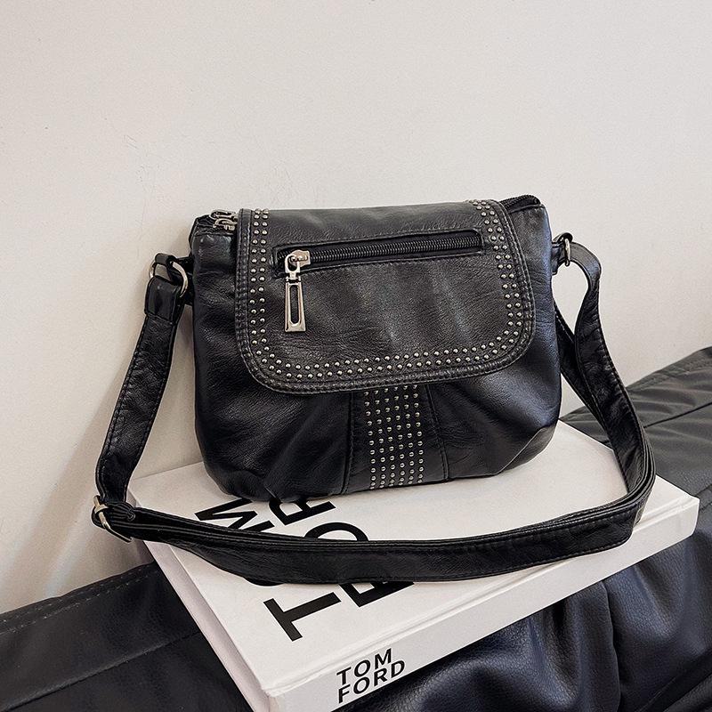 

Современная европейская и американская мягкая сумка из мытой кожи PU - простая женская сумка-мессенджер чёрный