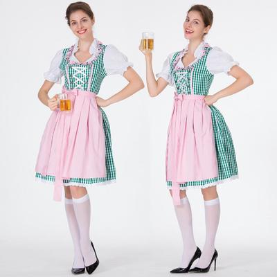 German Oktoberfest Bavarian Traditional Beer Dress Cotton Embroidered Maid Outfit Maid Costume
