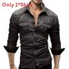 Mens Denim Shirt With Wool Blend Fabric For Casual Spring Wear