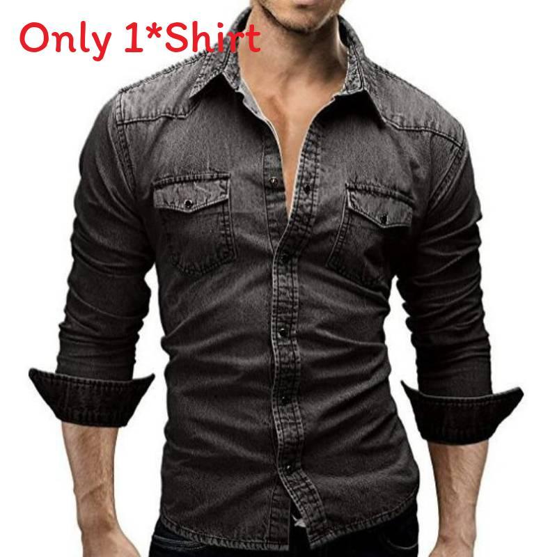 Mens Denim Shirt With Wool Blend Fabric For Casual Spring Wear