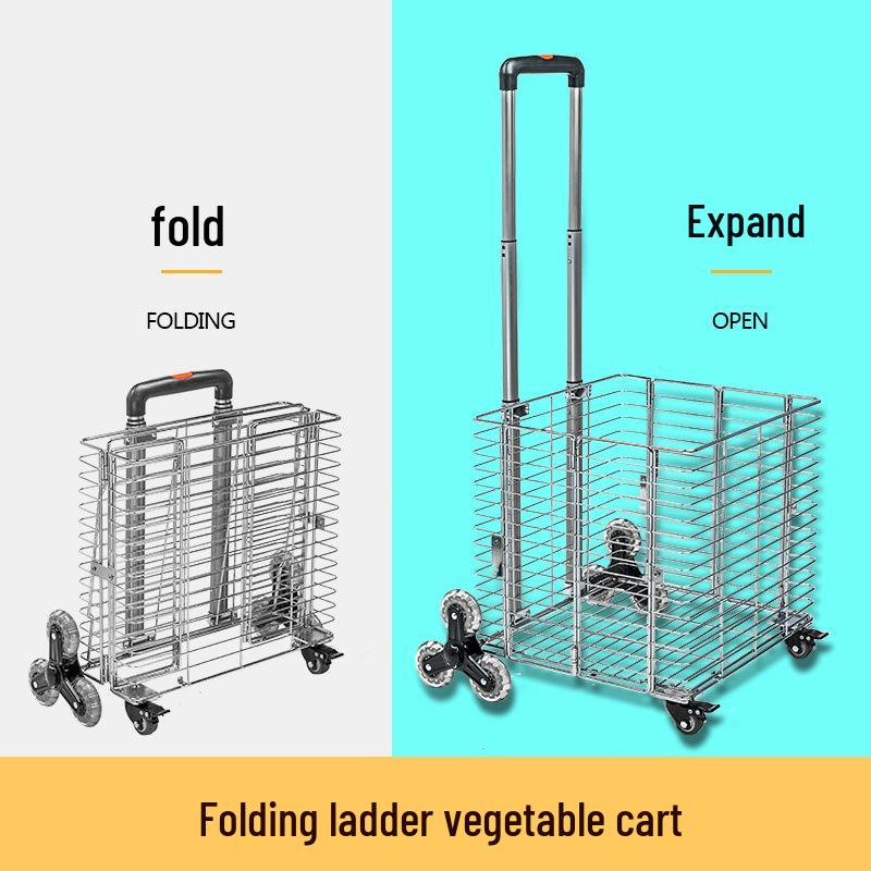 Portable Folding Trolley Cart for Package Pickup and Shopping, In Stock