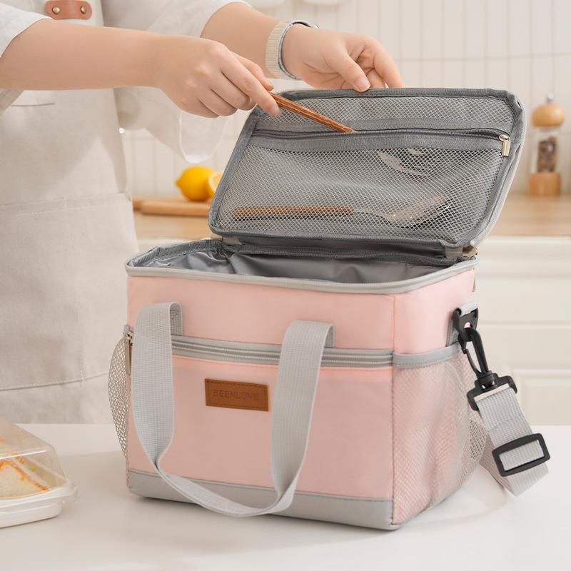 Borsa Termica Pranzo Doppio Scomparto Grande Capacità Portatile A Mano A Spalla Borsa Frigo per Lavoro Scuola Picnic