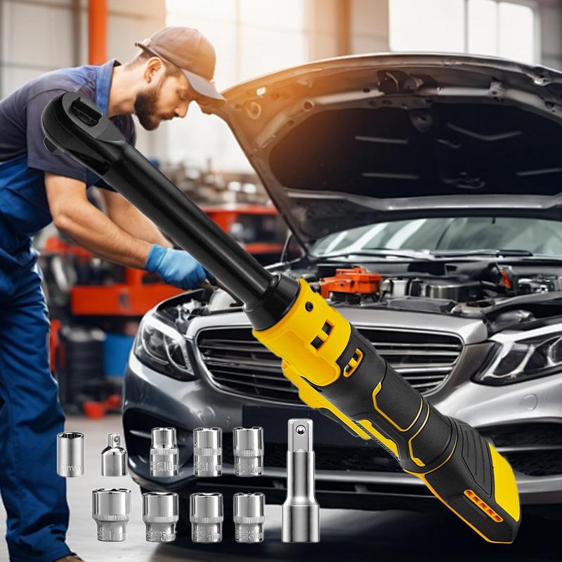 Electric Ratchet Electric Ratchet Set Built-in LED Light Extended 6inch Cordless Ratchet Wrench W/10 Socket FOr M Akita D Ewalt