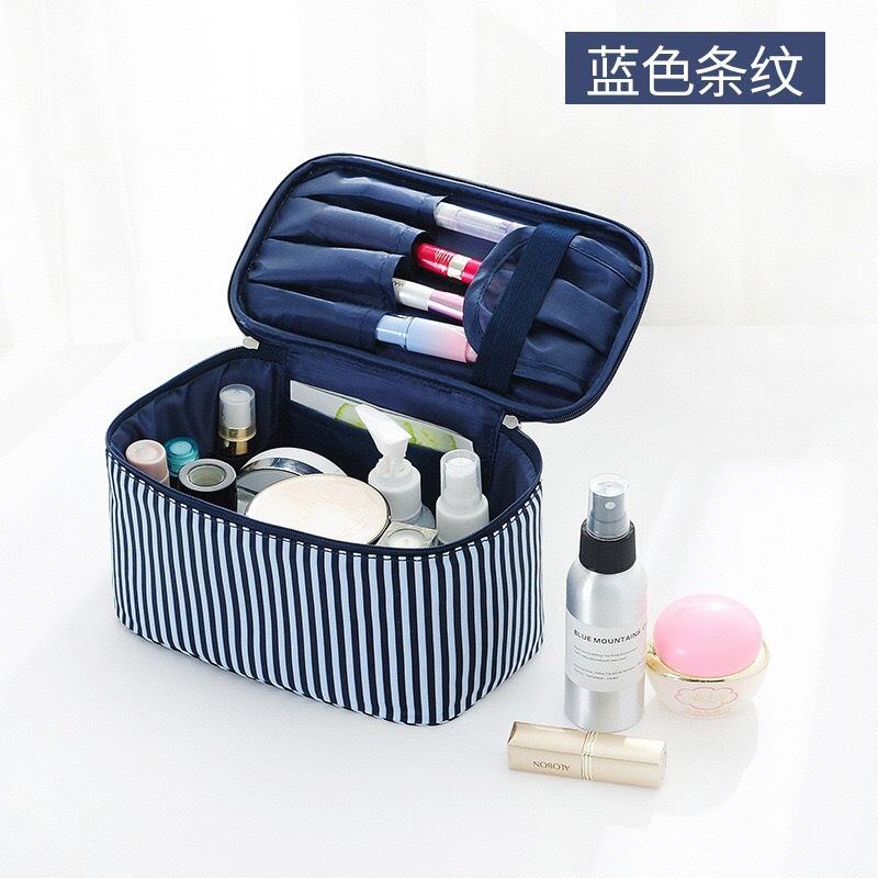 New Simple Striped Cosmetic Bag Portable Cosmetics Storage Bag Travel Portable Large Capacity Square Wash Bag