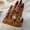 2024 Coin Crescent Leaf Ring Set 6-delt personlig ring Punk stil ring motenøytral trend
