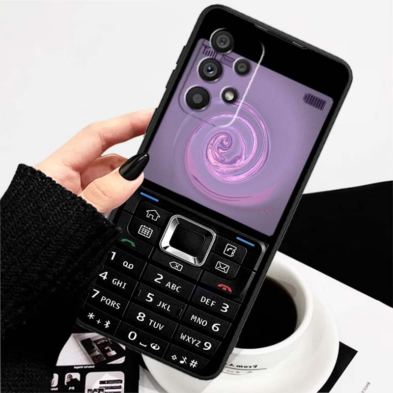 

Luxury vintage phone pattern For Samsung A73 A72 A71 A55 A54 A53 A52 A51 A13 A22 A16 A15 A12 A14 A26 A07 5G Black Phone Case Galaxy A16 5G