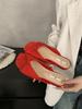 Spring and summer 2025 new retro low-heeled cool slippers women's open-toed soft-soled French one-word fashion shoes