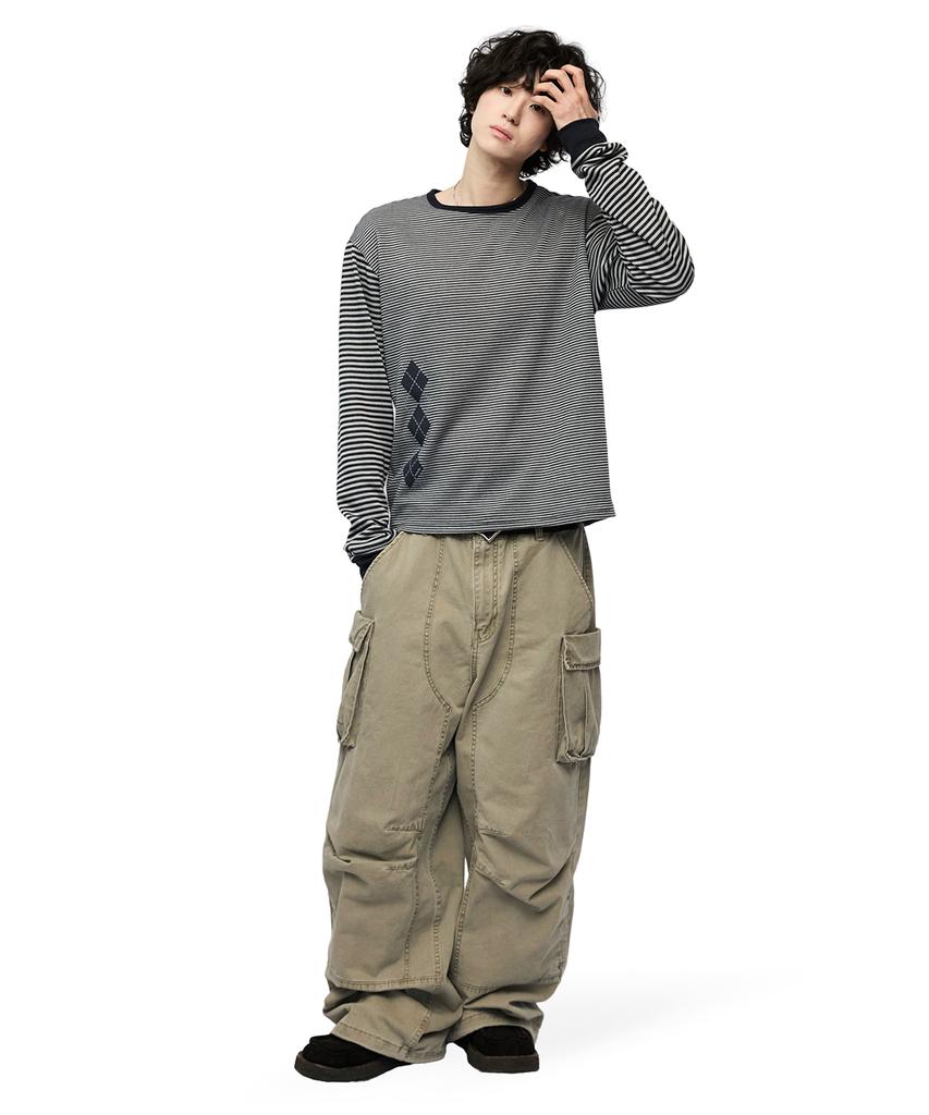 Mimdeowodeulobeu Double Knee Parachute Cargo Pants_Khaki