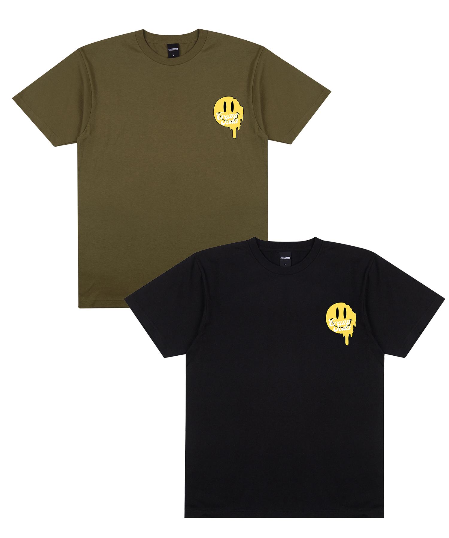 Cream Soda Lab [2Pack] Lab Smile Flow Short Sleeve T-Shirt Black Olive L