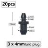 20pcs 3mm 4mm Garden Hose Barb Connector Drip Irrigation 1/4'' & 1/8'' Tube Hose Fitting Tees Cross Eng Plug Barb Accessories