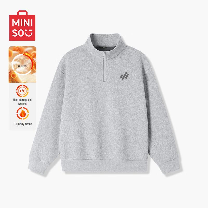 MINISO Men's Fleece-Lined Half-Zip Pullover Sweatshirt