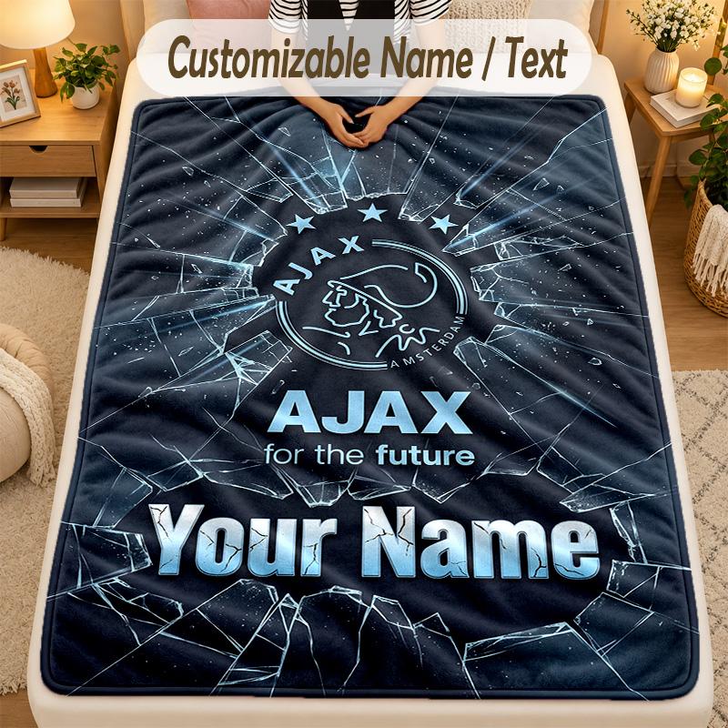 Flannel BlanketAjax Amsterdam Custom Name Text Personalized Soft Warm Throw Blanket Home Decor Gift
