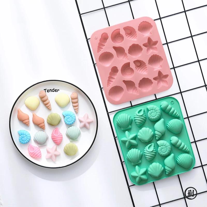 Čokoládová silikonová forma mušle mořský živočich tvar bonbony pudink dort dekorace forma 3D 16-dutá