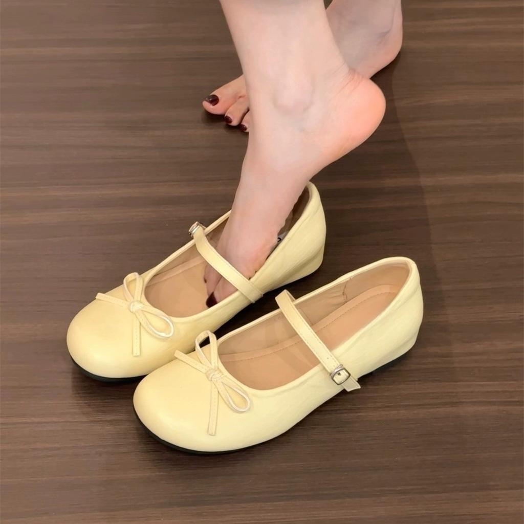 Inner height increase French gentle Mary Jane single shoes women's shoes 2025 new spring bow with skirt evening shoes