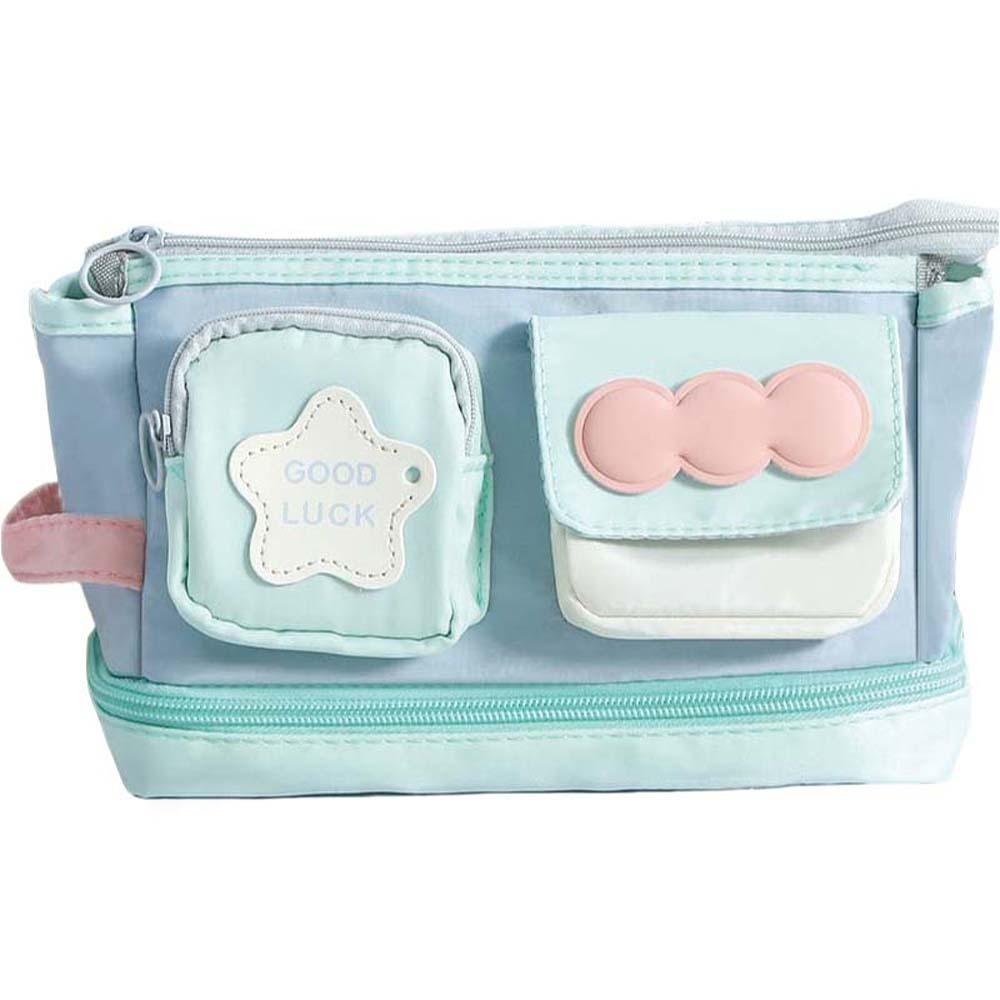 Multilayer Y2K Star Stationery Bag Handheld Large Capacity Korean Pencil Case Cosmetics Card Pen Desktop Storage