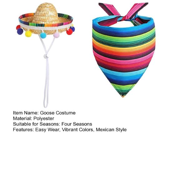 Mexican Goose Outfit Set for Lawn Goose Statue Mexican Sombrero And