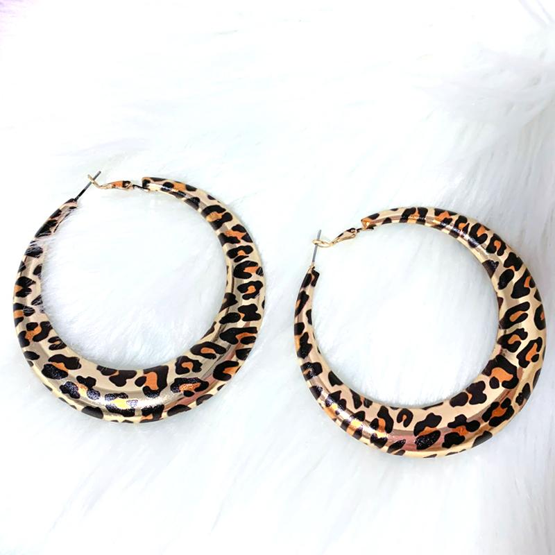 Y2K Jewelry Leopard Print Hoop Earrings Sexy Charms Earrings Accessories Vintage Bohemian Earrings Korean Fashion Aesthetic