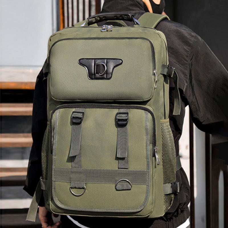 Fashion New Men's Multi-functional Canvas Backpack Waterproof Lightweight Travel Backpack Outdoor Breathable Wear-resistant Sports Backpack