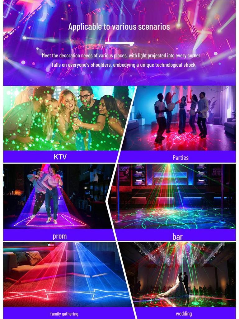 Double Projection Laser Light: Full-Color Animation Christmas, KTV, and Stage Strobe Light with Sound Control