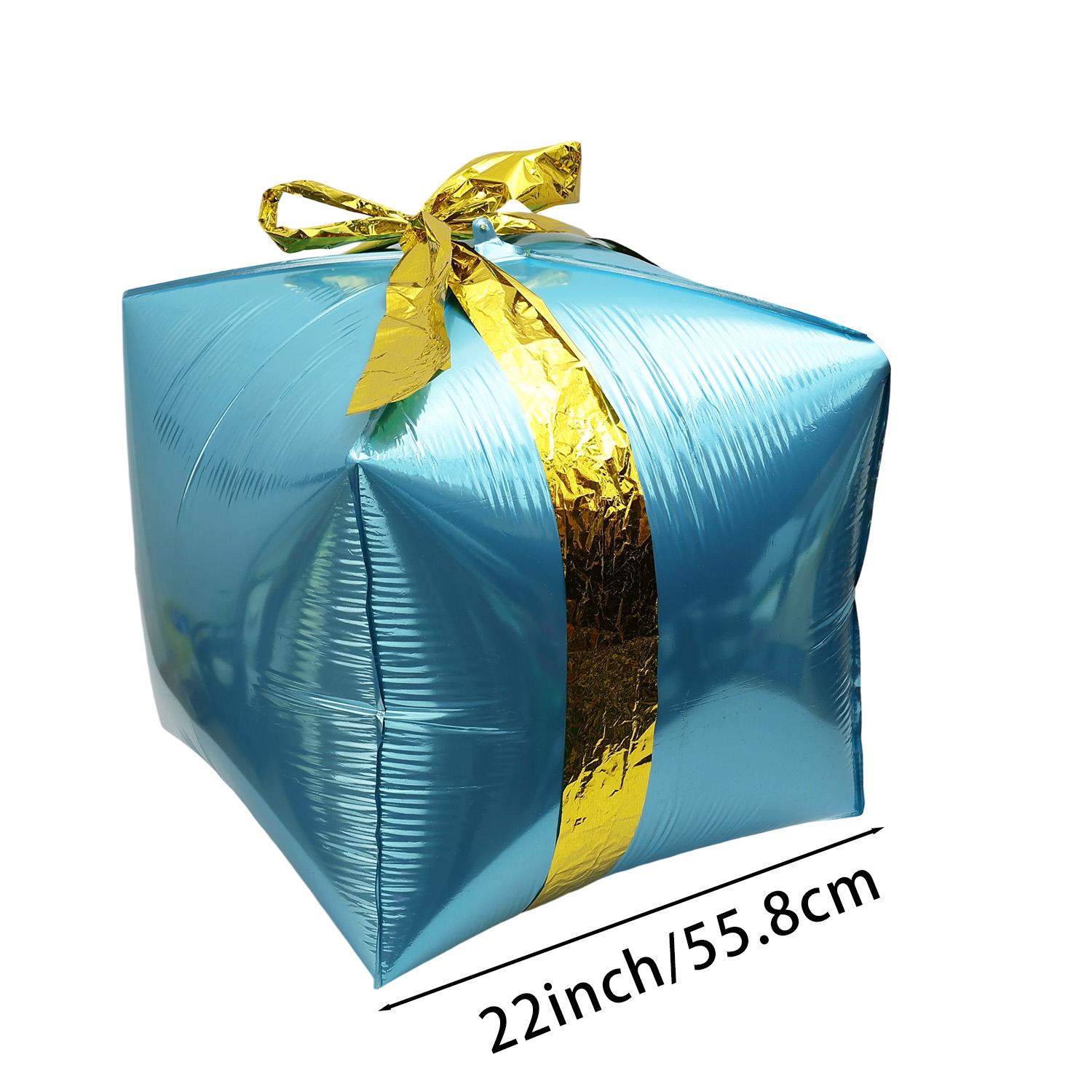 

Gift Box Decorative Balloon Christmas Standing Balloons Aluminum Foil Photo Props Globs Christmas Gift Box Ornament with Bow 1PC светло-синий