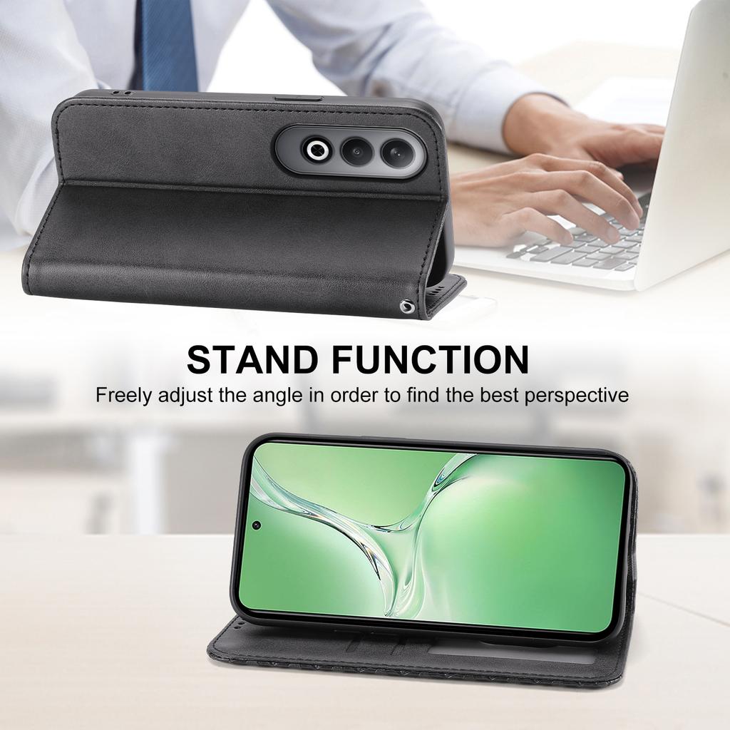 For Oppo K12/OnePlus Nord CE4 5G Case Calf Texture PU Leather Phone Cover with Wallet