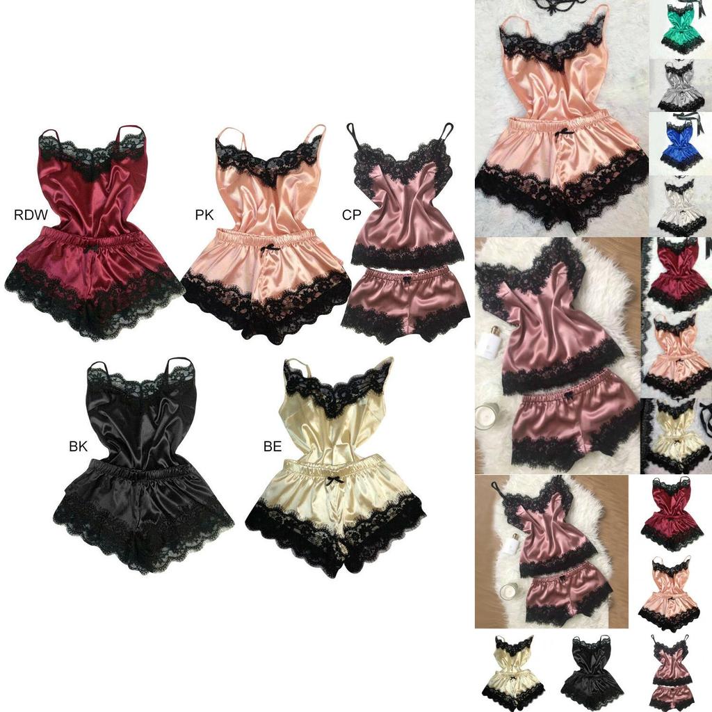 Luxurious Women Lingerie Silk Lace Robe Dress Babydoll Nightdress Sleepwear Set