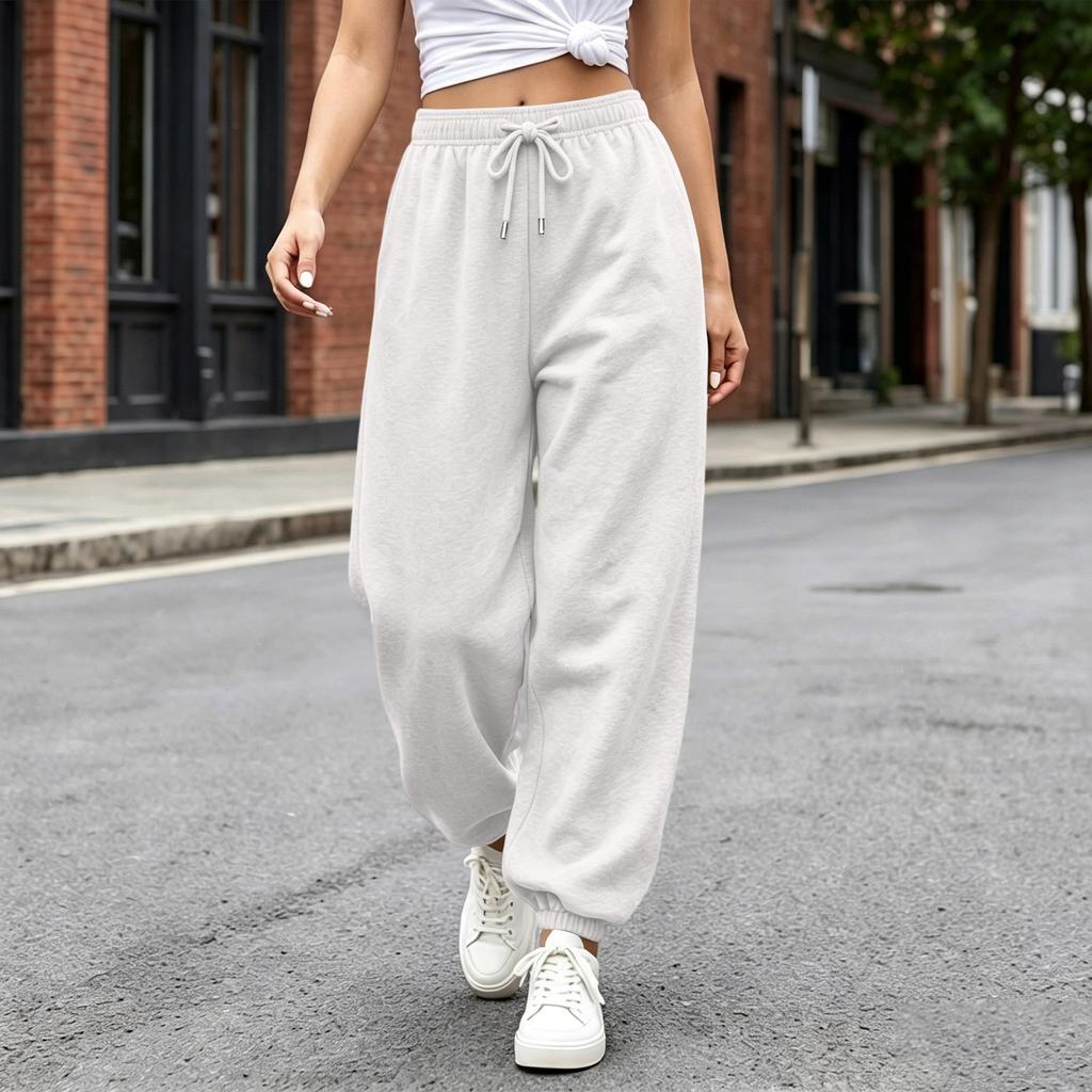 Pantalones Casuales para Mujer con Dobladillo, Ajuste Holgado, Pantalones de Chándal de Color