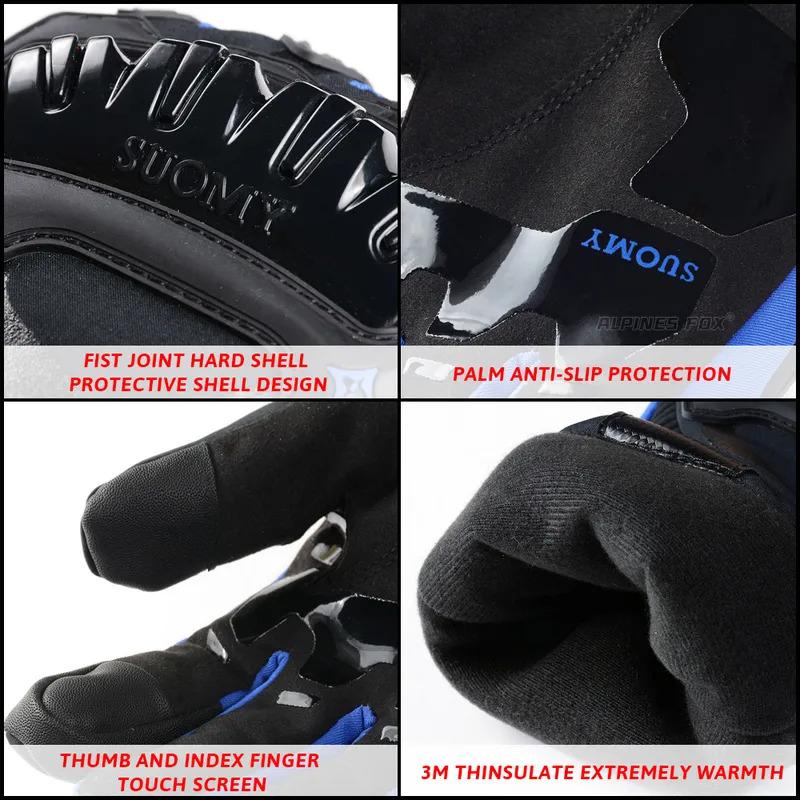 SUOMY Winter Warm Women Motorcycle Gloves Cold-proof Equipment Waterproof Motocross Motorbike Racing Riding Heated Racing Glove