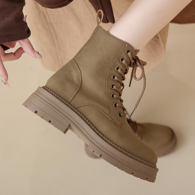 Women's Mid-calf Boots Summer British Style Thick-soled Short Boots Versatile Motorcycle Yellow Boots