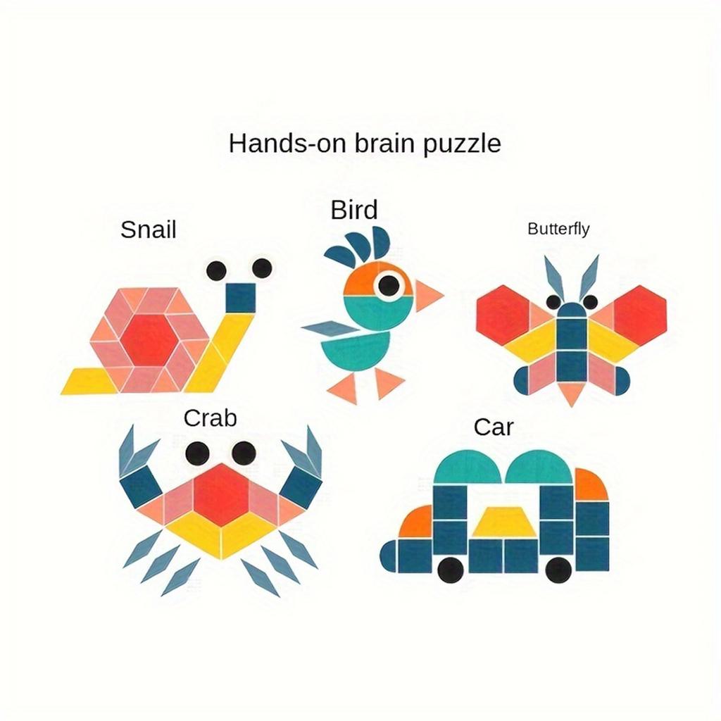 Wooden Tangram Puzzle Toys, Geometric Shape Toys, Parent Child Interactive Educational Toys, Holiday Gifts And Birthday Gifts.