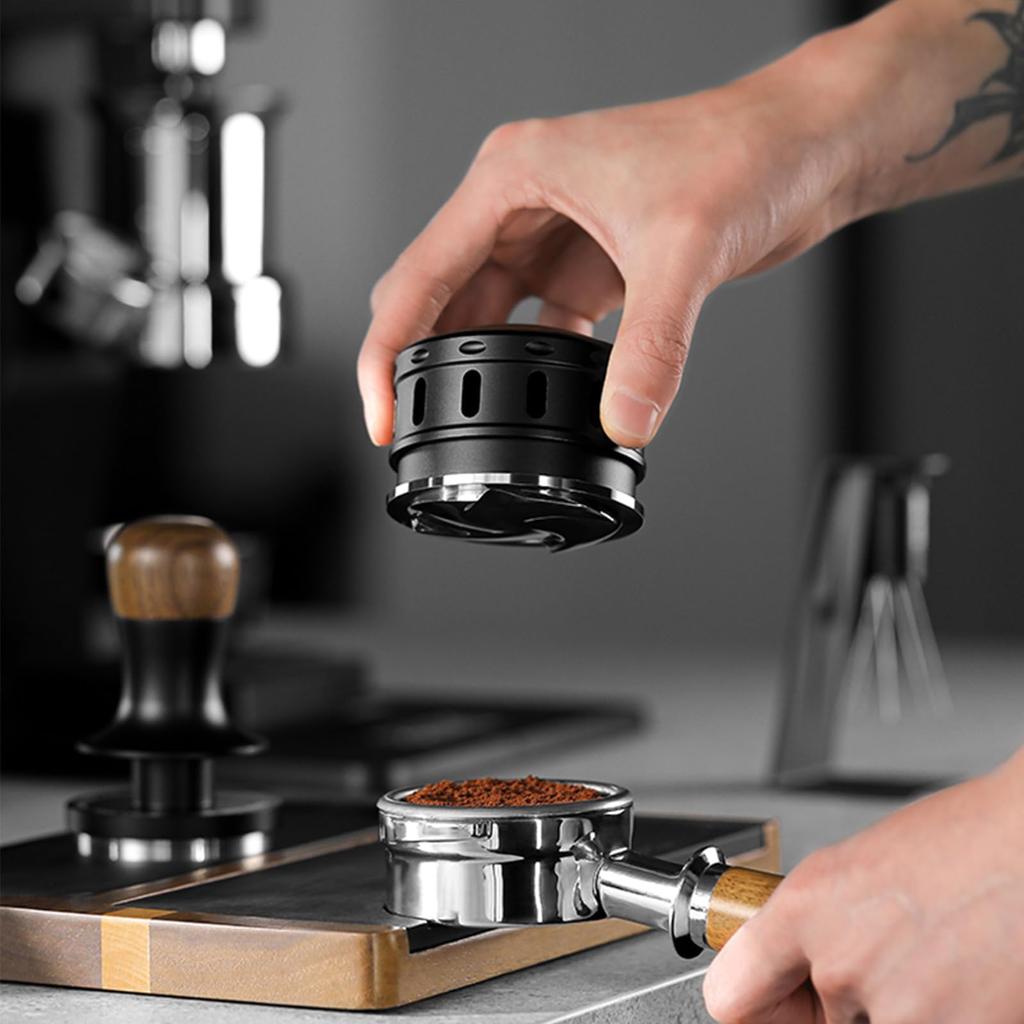 MHW-3BOMBER Coffee Distributor, 58.35mm, Anti-Actual-Press Design, Gravity-Fed Distributor, Automatic Height Adjustment, 58mm Swirl Base, Coffee