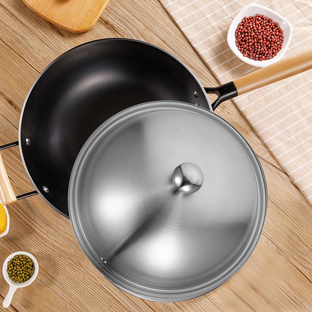 1Pc Stainless Steel Pot Lid Metal Pan Cover Cookware Parts Kitchen Supplies Frying Pans Wok Griddle Lids Household Accessories