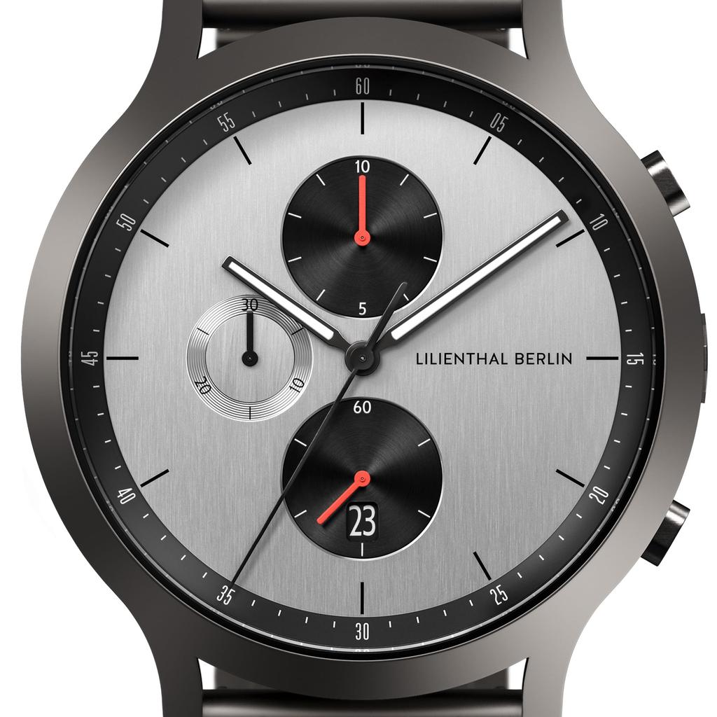 Lilienthal Berlin Chronograph Watch with Date Made in Display, Germany, C01-110-B040F
