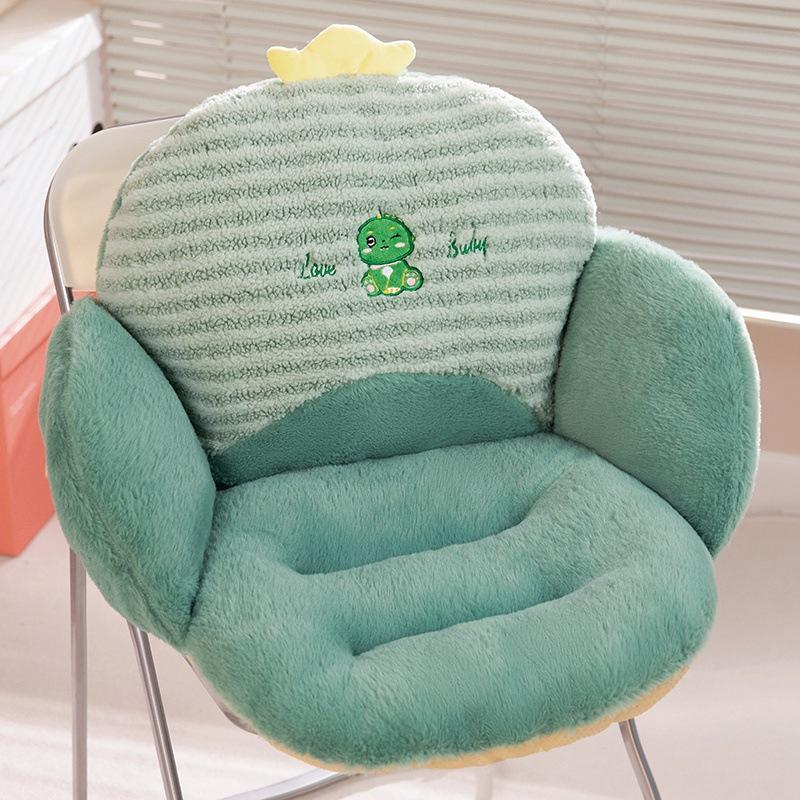 Cute Cartoon Half Surrounded Backrest Integrated Cushion Office Seat Pads Plush Tatami Backrest Mats Comfortable and Reliable Anti Slip Seat Cushions