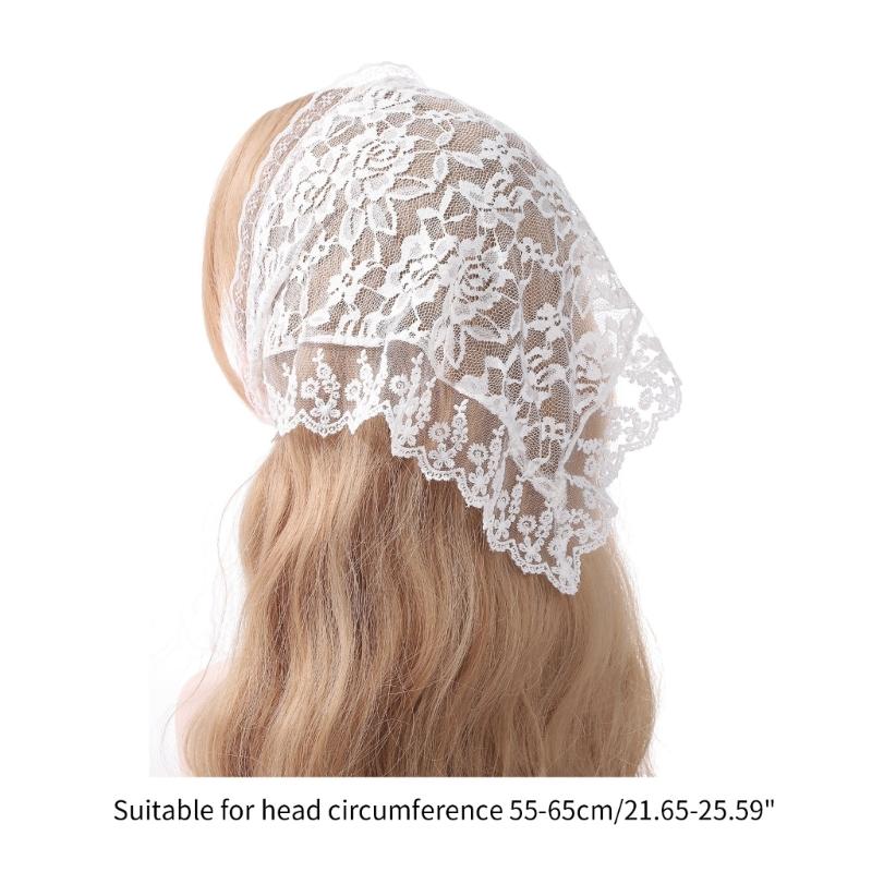 Hot Girls White Lace Bandana Summer Sunproof Turban Tie Back Camping Headwrap Lovely Girls Traveling Hair Kerchief