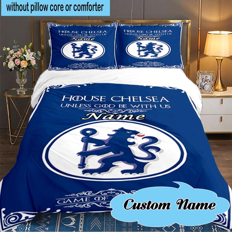 Custom Name House Chelsea Bedding Set 3pcs, Bedding Set Including 1pc Duvet Cover And 2pcs Pillowcases for Bedroom, Dormitory Gift
