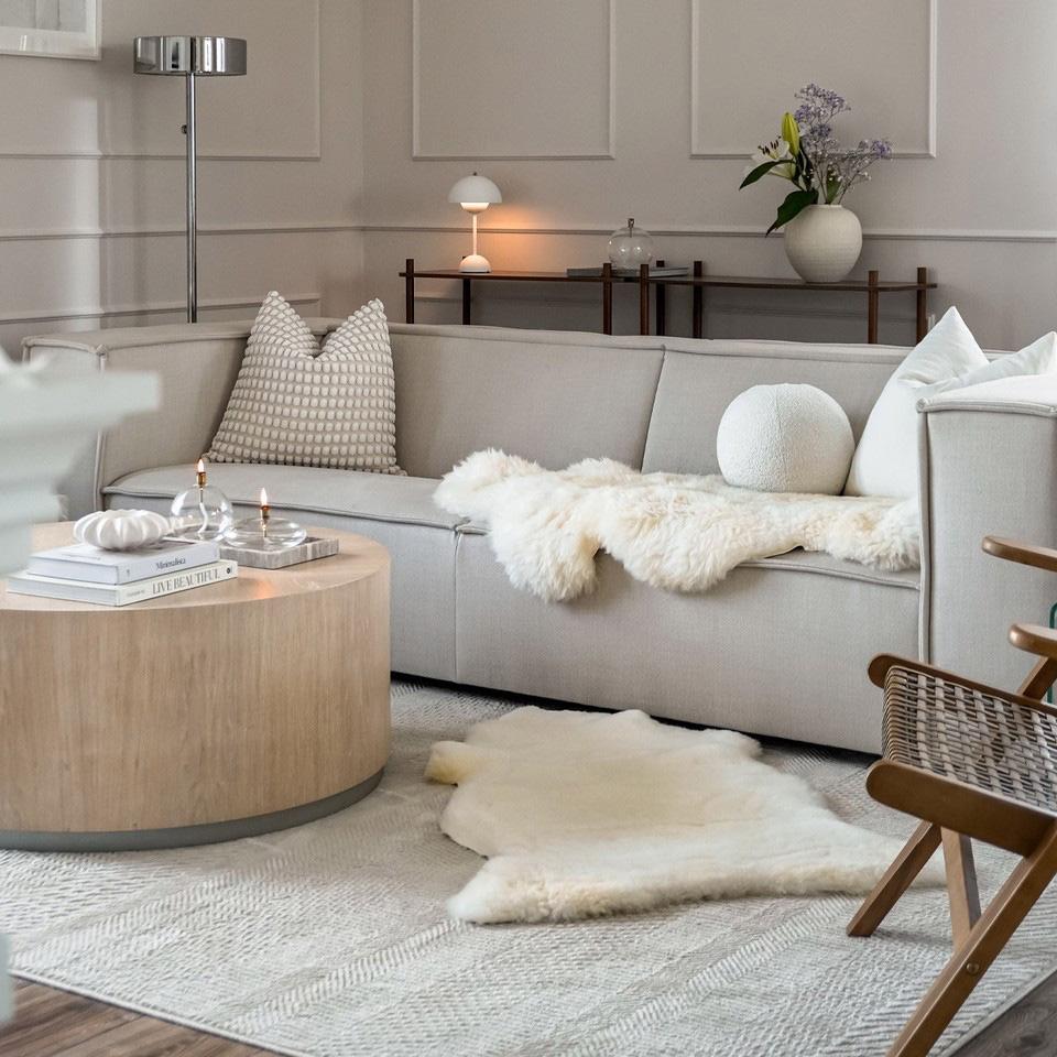 Natural White Sheepskin 110-120cm - sheared size 110-120cm