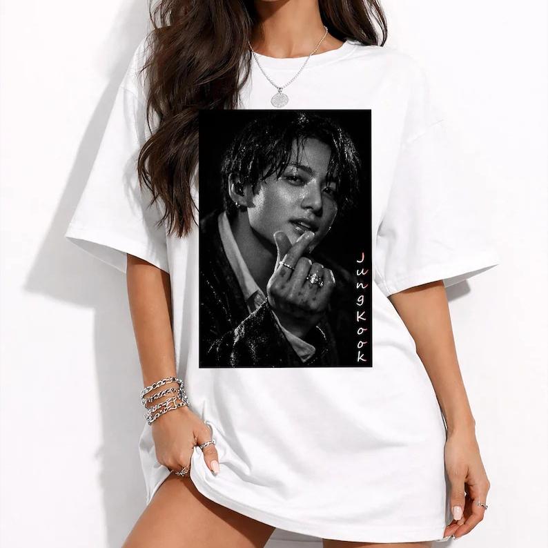 2026 Summer Hot Sale Korean Pop Idol Jungkook T-shirt Men Women Print Crew Neck T Shirt Breathable and Comfortable Clothes