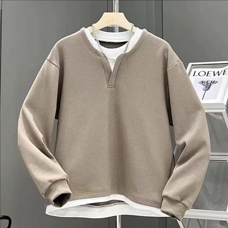 Pánský svetr Jaro 2024 Patchwork Různé barvy K pokožce šetrná látka Módní Všestranný top Ležérní S dlouhým rukávem Spodní tričko