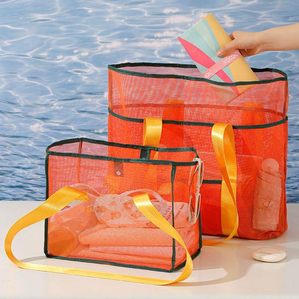 Foldable Mesh Shoulder Bag Light Weight Toiletry Storage Bag Reusable Swimming Handbag  Outdoor