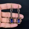 Lapis Lazuli 999 Copper Wire Wrapped Earrings, Handmade Gemstone Earrings Jewelry, Gifts For Wife Brand New Earrings