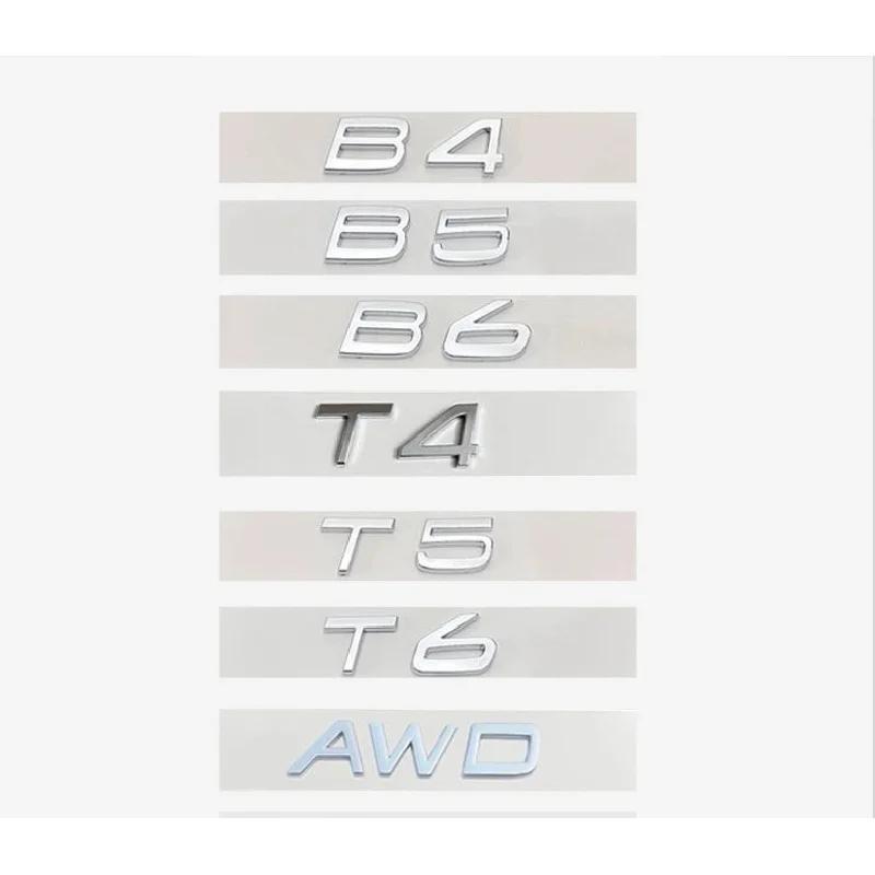 ABS Letters Numbers Emblem B4 B5 T4 T5 T6 T8 Trunk Lid Badge Decal Car Sticker for Volvo V60 Glossy Black Chrome