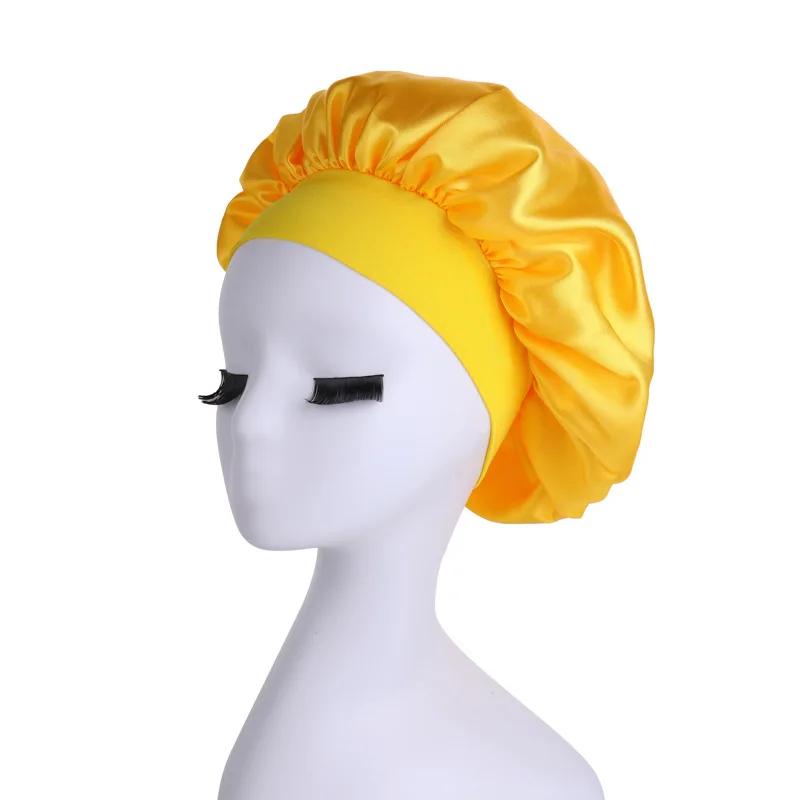 Solide Satin-Schlafhaube Haartuch Elastisches Band Schmaler Kopfbindeband Rand Badezimmer Duschhaube Zum Schlafen Damen Dusche Haarpflege